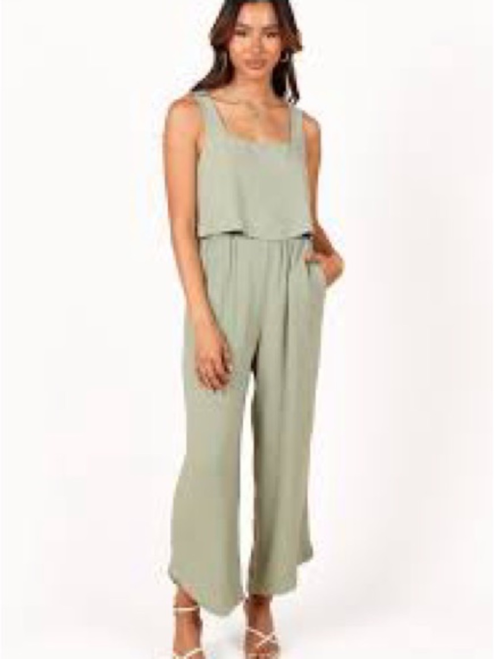 Ichi Sleeveless Wide-Leg Jumpsuit in Sage